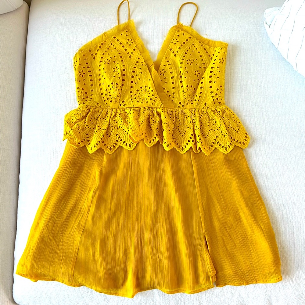 Mustard spaghetti strap dress